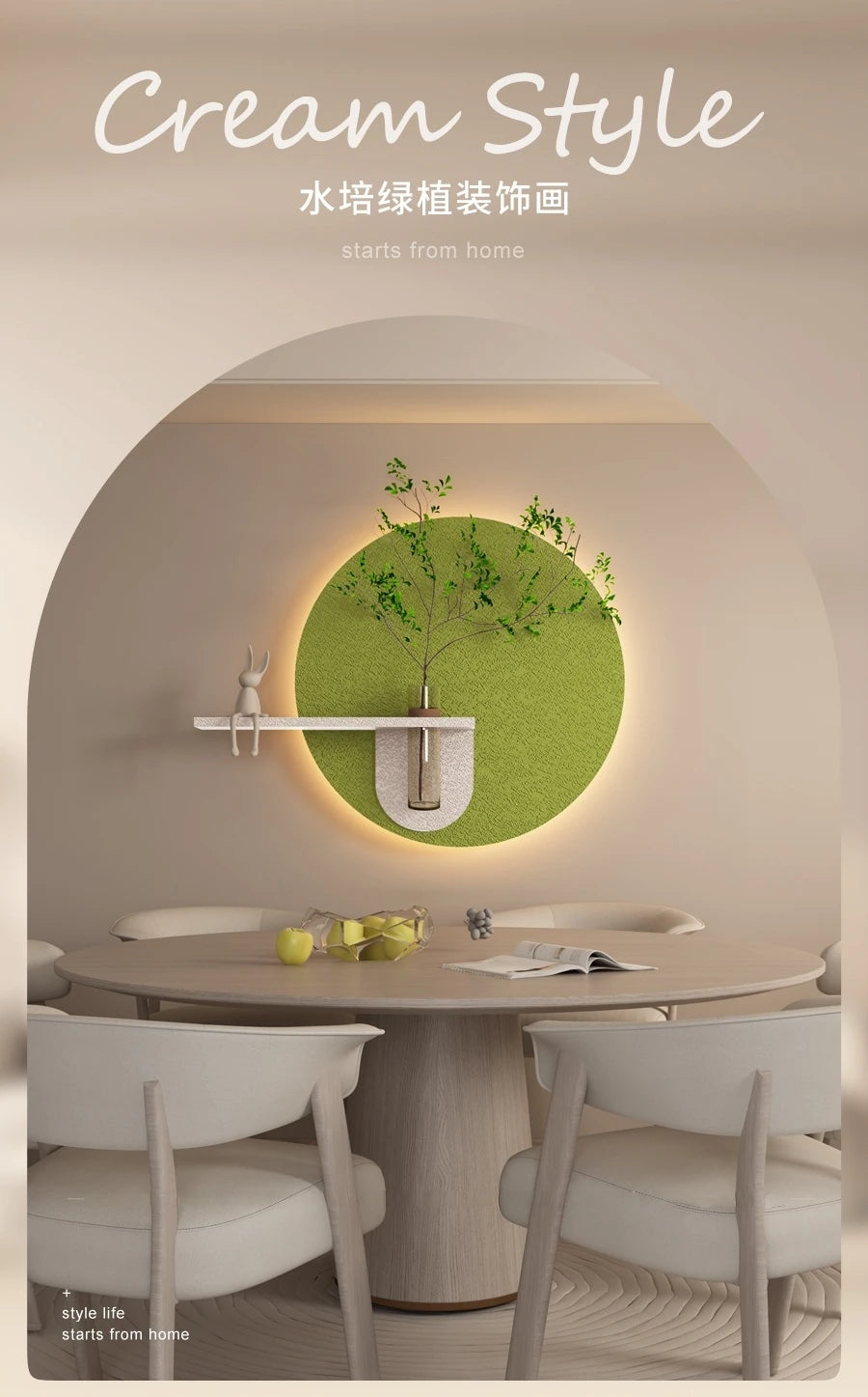 Modern Green Plant Sandstone Painting LED Lights For Corridor Living Room Restaurant Table 3D Home Decorations Lustre Mural Lamp