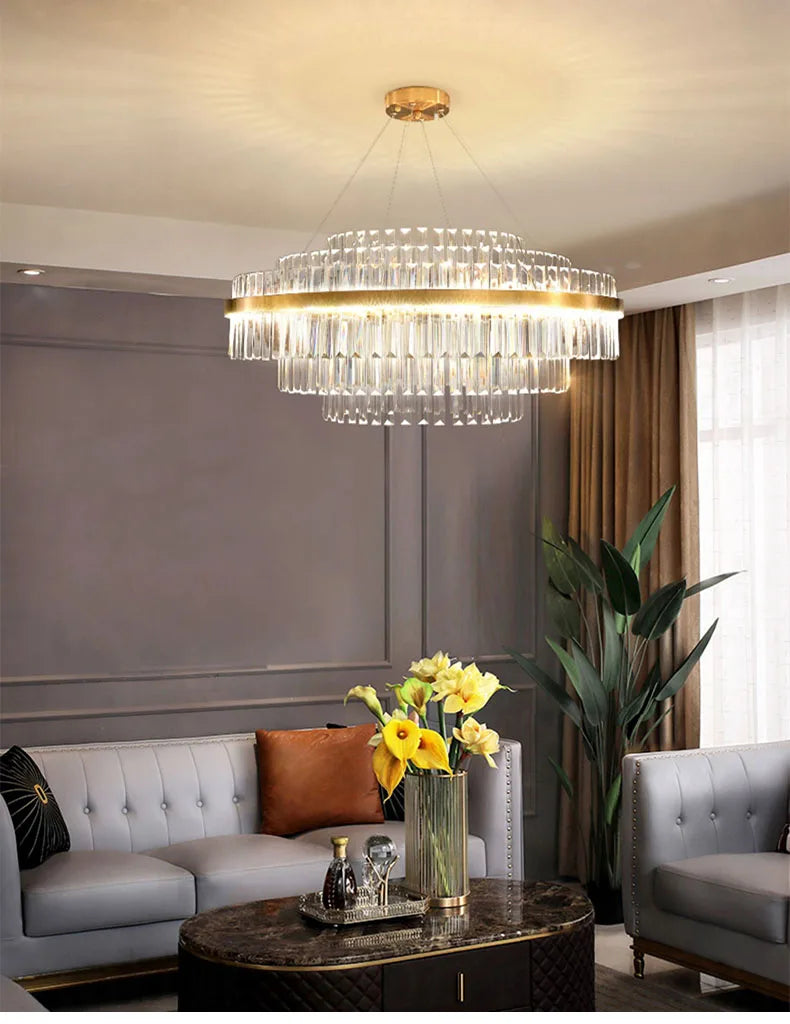 Modern Ceiling Chandelier Luxury Indoor Decorations Dining Living Room Crystal Pendant Lighs Dimmable Golden Lighting Fixtures