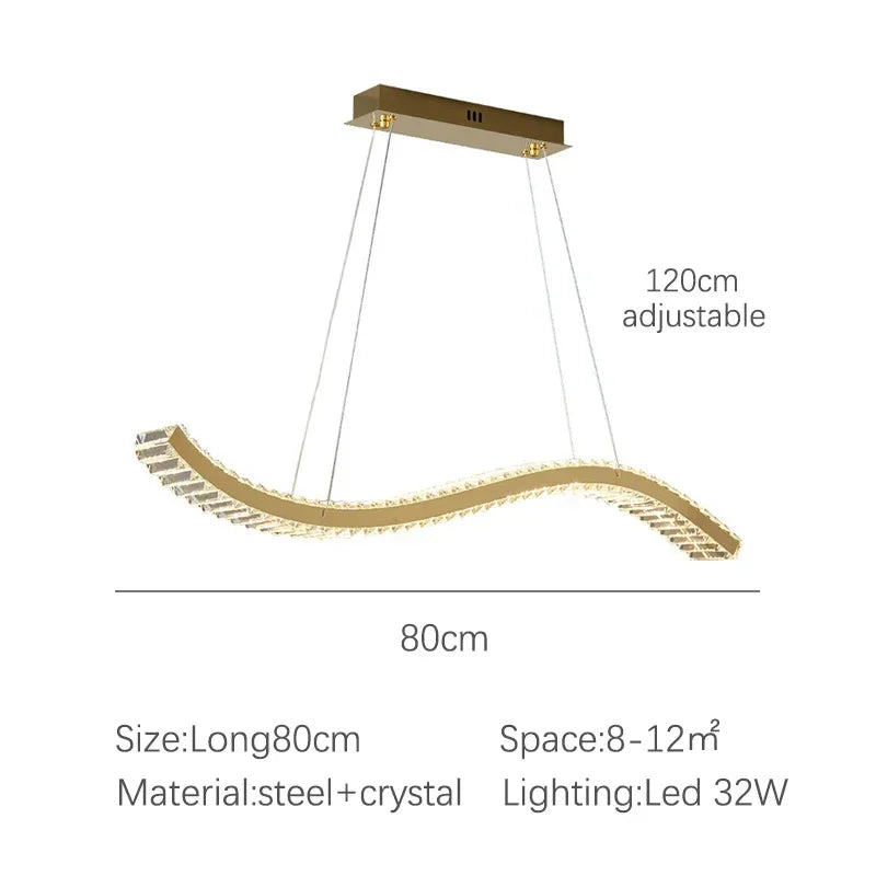 Modern Dining Living Room Ceiling Chandelier Luxury Home Decorations Crystal Pendant Lights Gold luster Long Dimmable Led Lamp