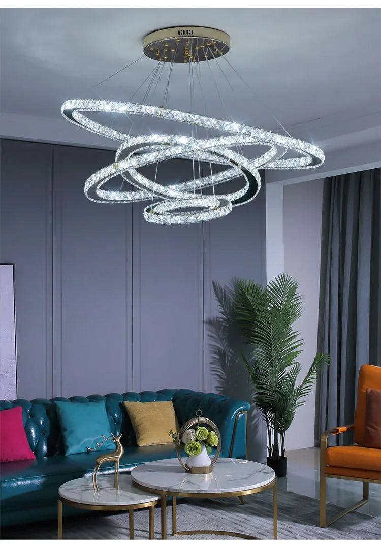 Moonriver Lighting Modern Crystal Hanging Lamps for Ceiling Living Room Bedroom Chandelier Home Decorations Pendant Light Lustre