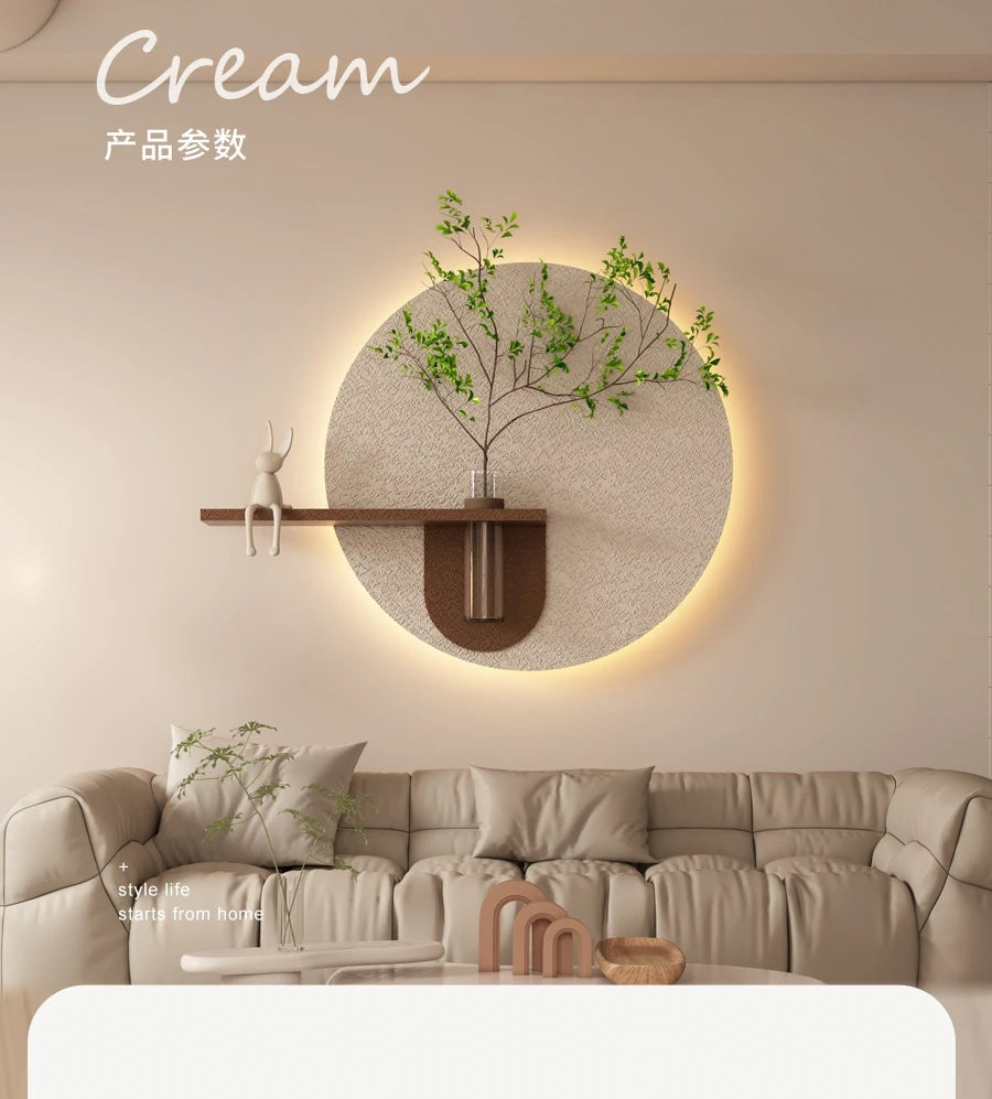 Modern Green Plant Sandstone Painting LED Lights For Corridor Living Room Restaurant Table 3D Home Decorations Lustre Mural Lamp