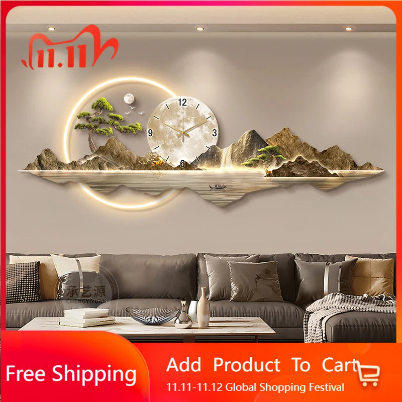 Large Led Wall Clocks Art Mural Luxury Wooden Restaurant Nordic Minimalist Wall Watch Fashion Relogio De Parede Room Decorations
