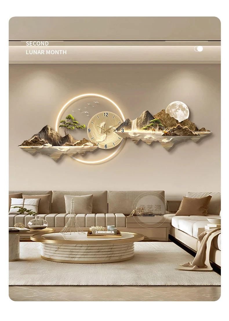 Large Led Wall Clocks Art Mural Luxury Wooden Restaurant Nordic Minimalist Wall Watch Fashion Relogio De Parede Room Decorations