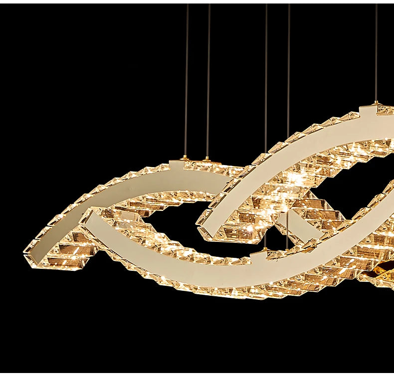 Modern Dining Living Room Ceiling Chandelier Luxury Home Decorations Crystal Pendant Lights Gold luster Long Dimmable Led Lamp