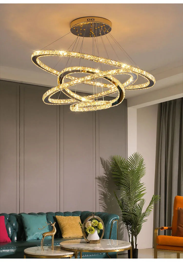 Moonriver Lighting Modern Crystal Hanging Lamps for Ceiling Living Room Bedroom Chandelier Home Decorations Pendant Light Lustre