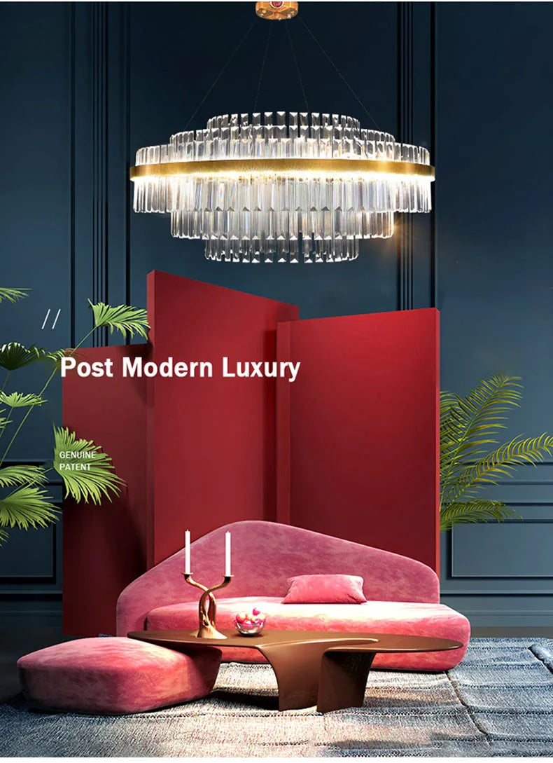 Modern Ceiling Chandelier Luxury Indoor Decorations Dining Living Room Crystal Pendant Lighs Dimmable Golden Lighting Fixtures