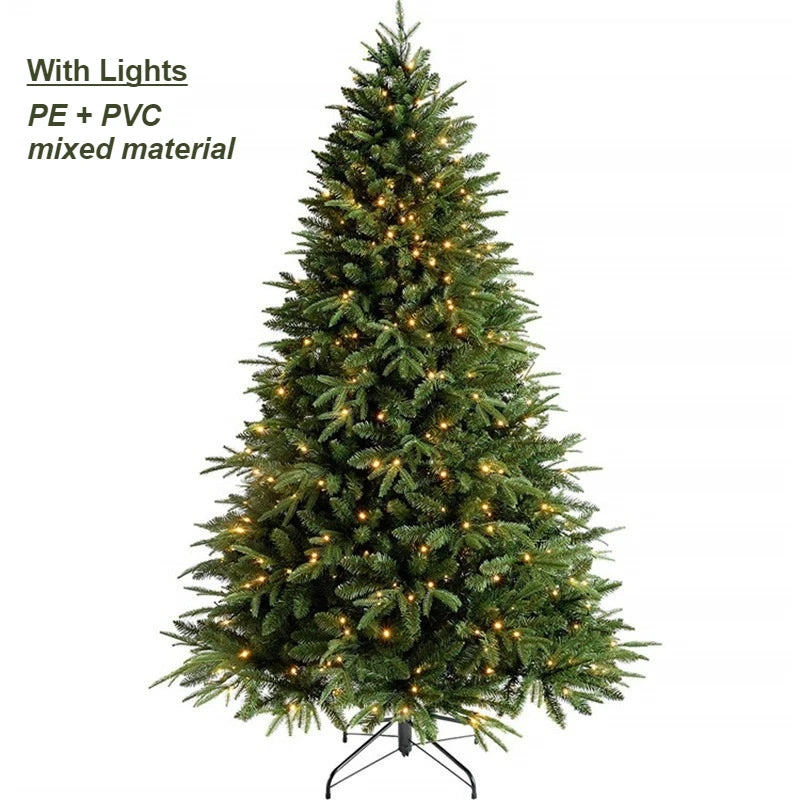 PE+PVC Artificial Christmas Tree with LED Lights High-grade Encrypted Christmas Tree 1.2m~3m Christmas Atmosphere Decorations