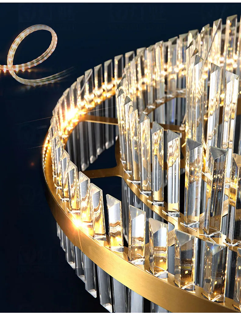 Modern Ceiling Chandelier Luxury Indoor Decorations Dining Living Room Crystal Pendant Lighs Dimmable Golden Lighting Fixtures