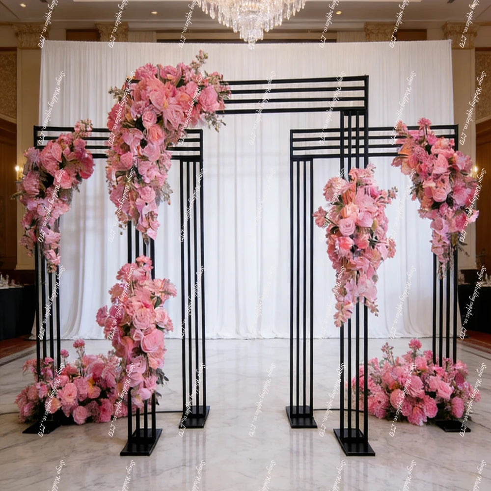3pcs f30Gold Pillars Wedding Backdrops Trendy Metal Back Frame for Wedding Stage Fantastic Modern Style Event Back Panels
