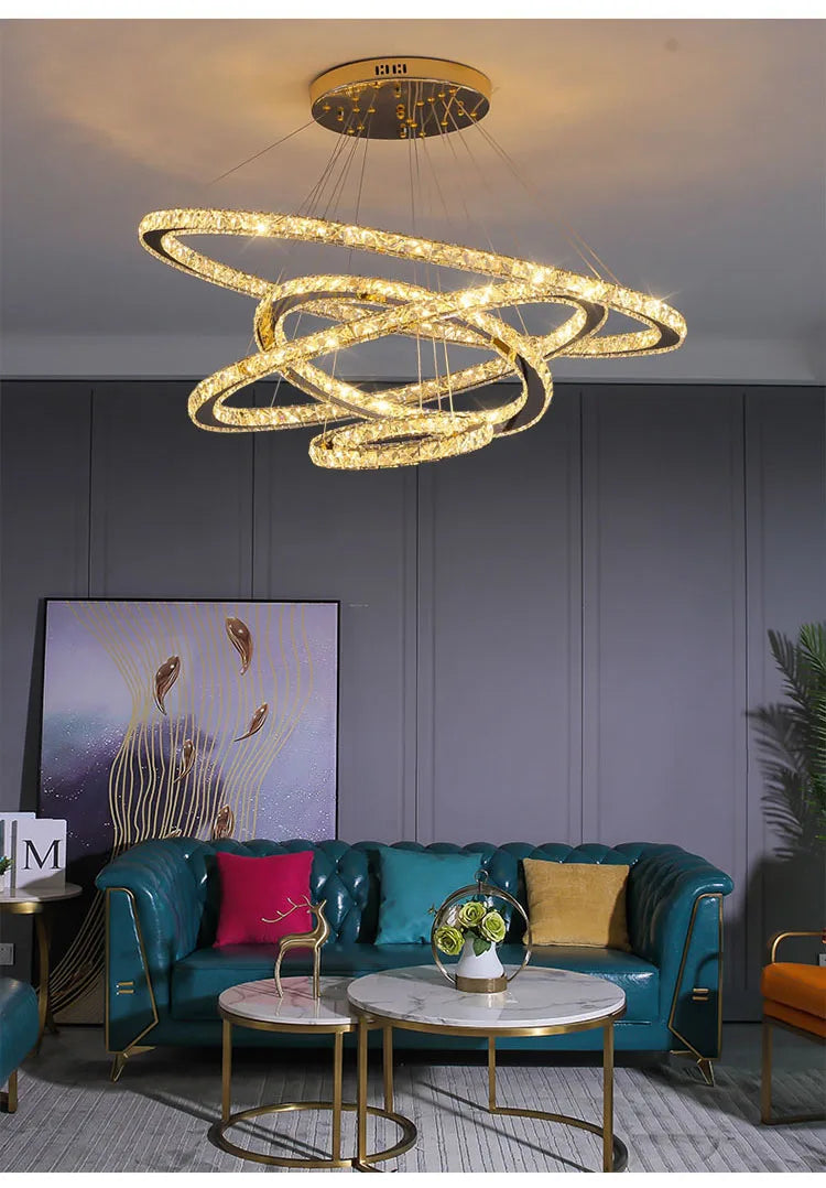 Moonriver Lighting Modern Crystal Hanging Lamps for Ceiling Living Room Bedroom Chandelier Home Decorations Pendant Light Lustre