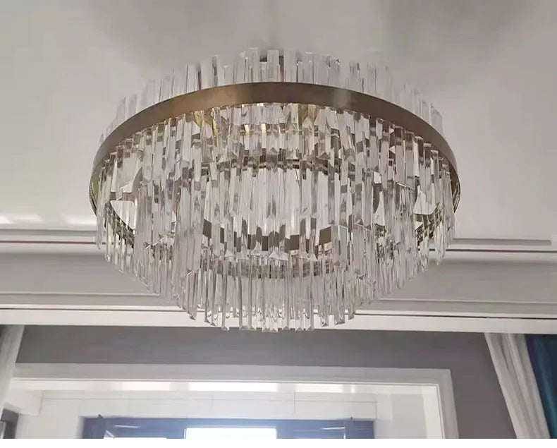 Modern Ceiling Chandelier Luxury Indoor Decorations Dining Living Room Crystal Pendant Lighs Dimmable Golden Lighting Fixtures
