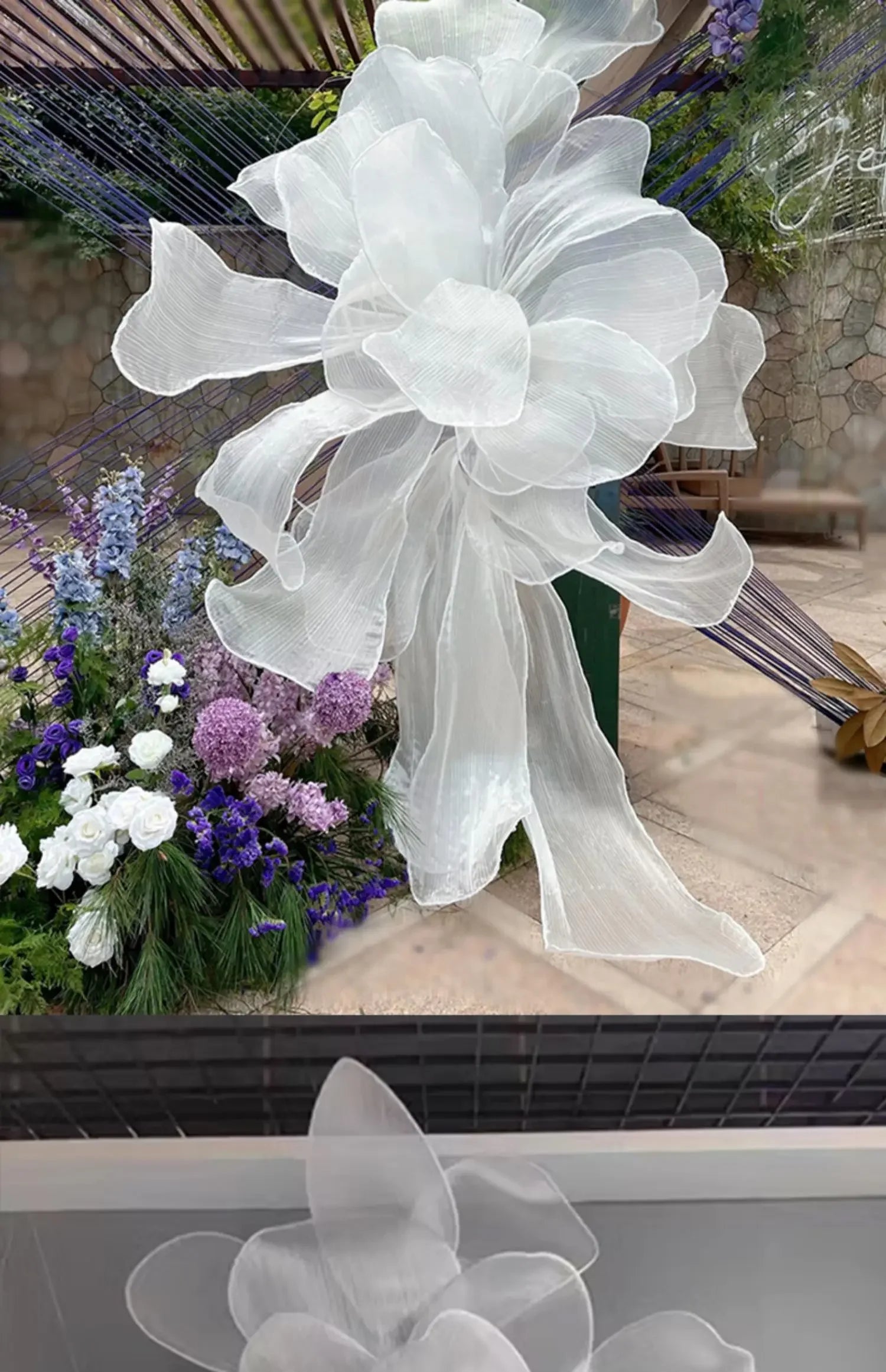 Pleated Organza DIY Handmade Gauze Flowers for Wedding Background Decor Party Stage Modeling Christmas Window Home Decorations