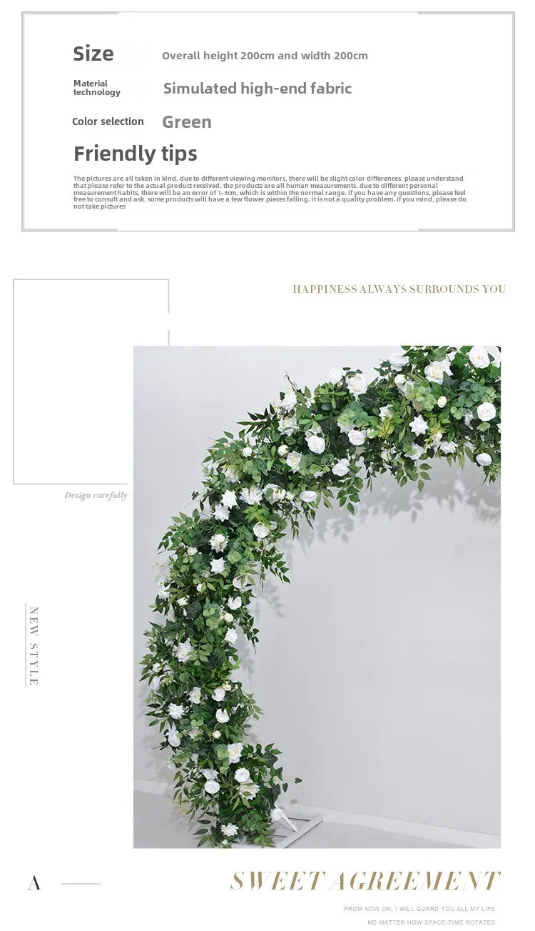 2M Green Plants Rose Arches Outdoor Wedding Decoration Circular Flower Doors Church Lawns Wedding Decorations Artificial Flowers