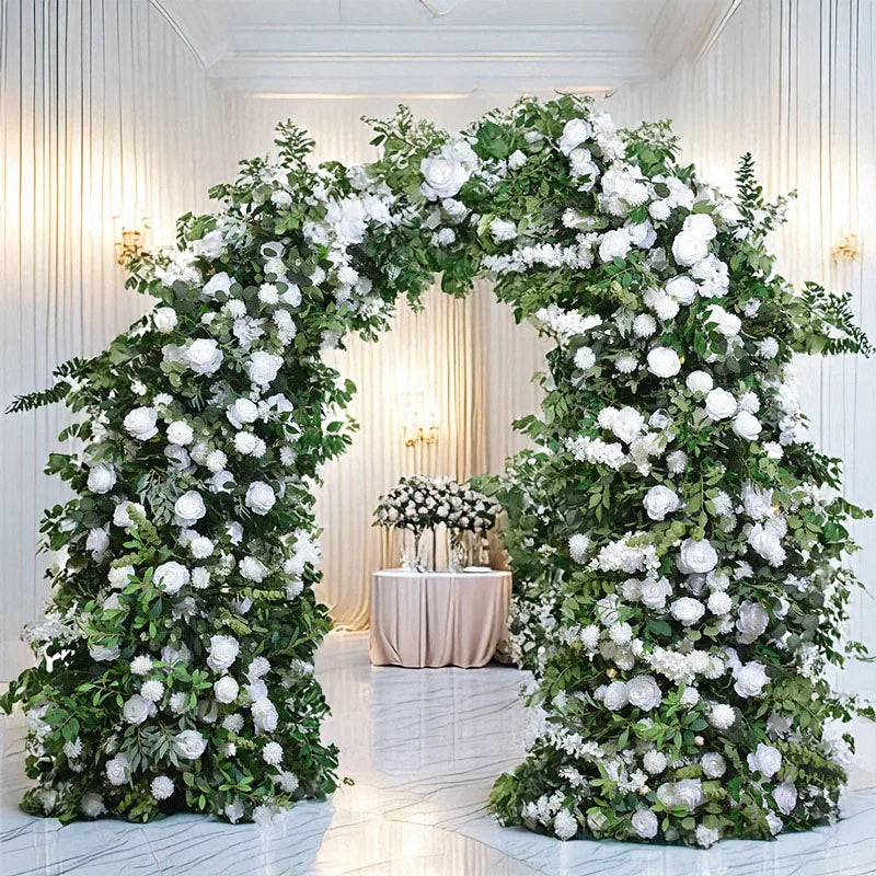 230CM New Artificial Flower Greenery  Rose Horn Shaped Arch for Outdoor Proposals Stunning Romantic Decor