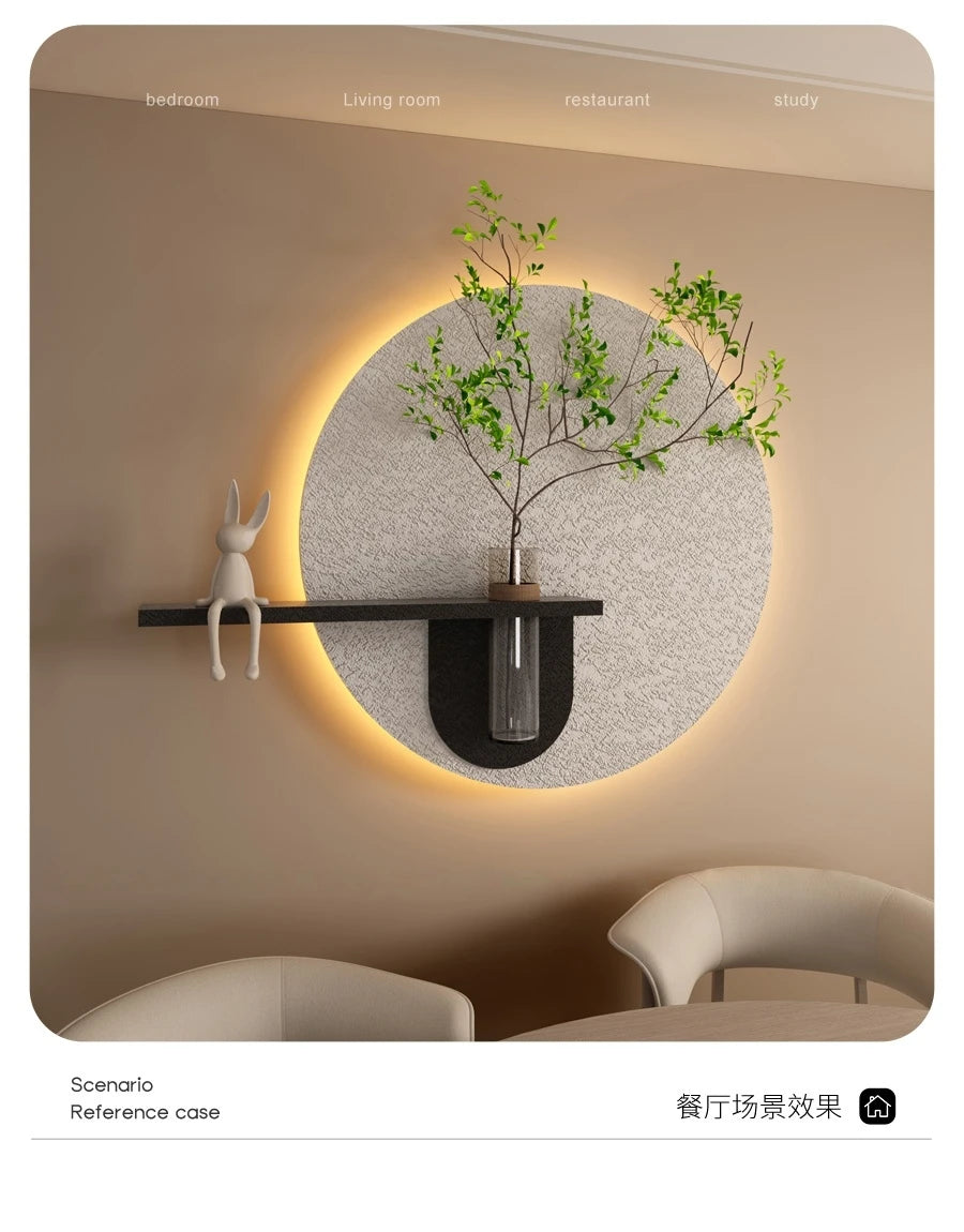 Modern Green Plant Sandstone Painting LED Lights For Corridor Living Room Restaurant Table 3D Home Decorations Lustre Mural Lamp