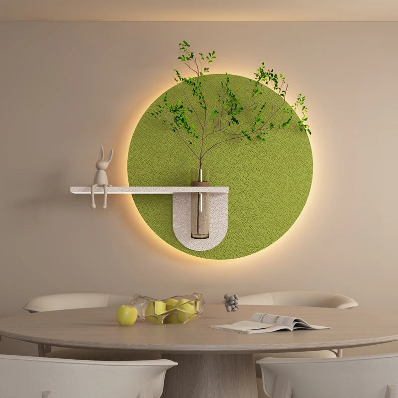 Modern Green Plant Sandstone Painting LED Lights For Corridor Living Room Restaurant Table 3D Home Decorations Lustre Mural Lamp