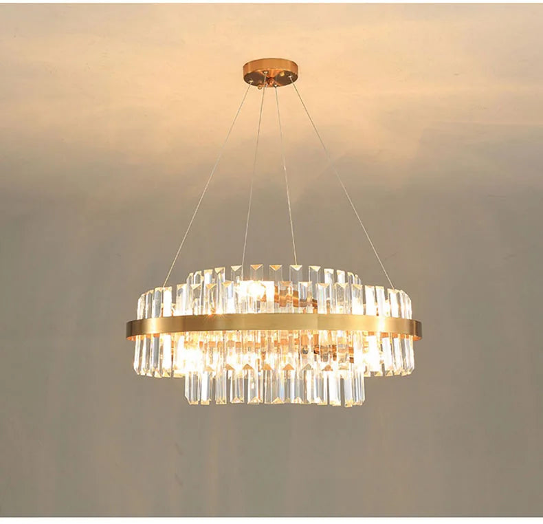 Modern Ceiling Chandelier Luxury Indoor Decorations Dining Living Room Crystal Pendant Lighs Dimmable Golden Lighting Fixtures