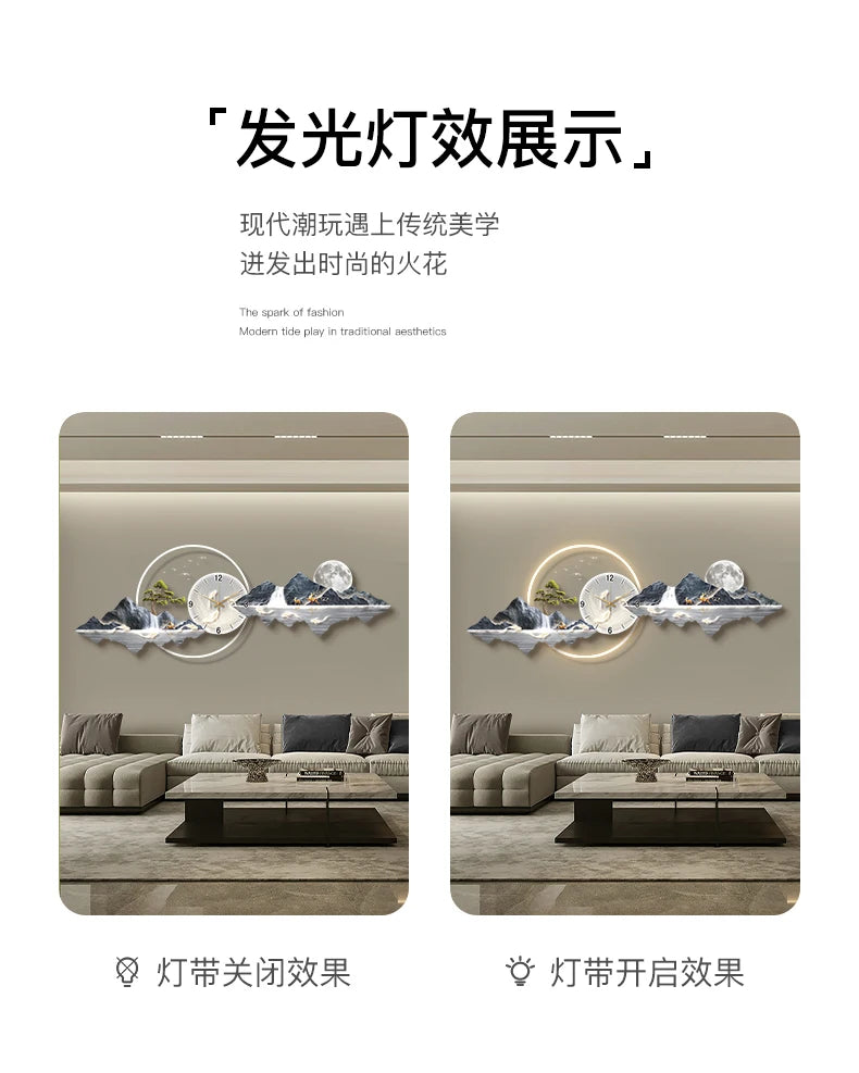 Large Led Wall Clocks Art Mural Luxury Wooden Restaurant Nordic Minimalist Wall Watch Fashion Relogio De Parede Room Decorations