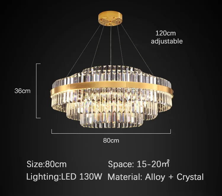 Modern Ceiling Chandelier Luxury Indoor Decorations Dining Living Room Crystal Pendant Lighs Dimmable Golden Lighting Fixtures