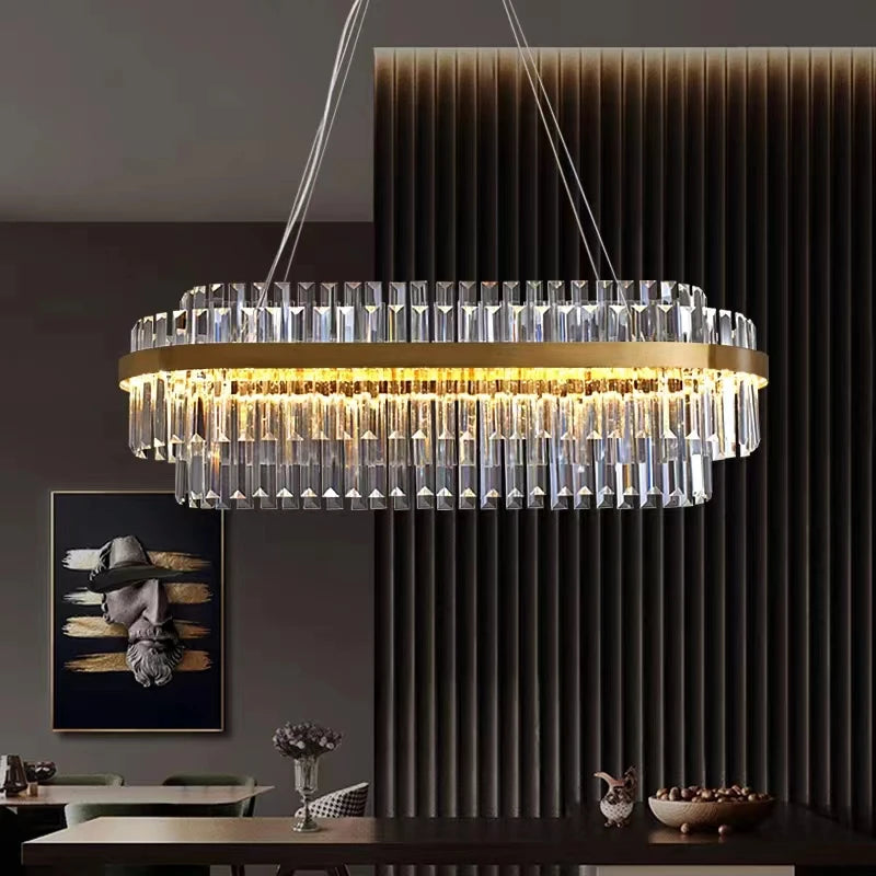 Modern Ceiling Chandelier Luxury Indoor Decorations Dining Living Room Crystal Pendant Lighs Dimmable Golden Lighting Fixtures
