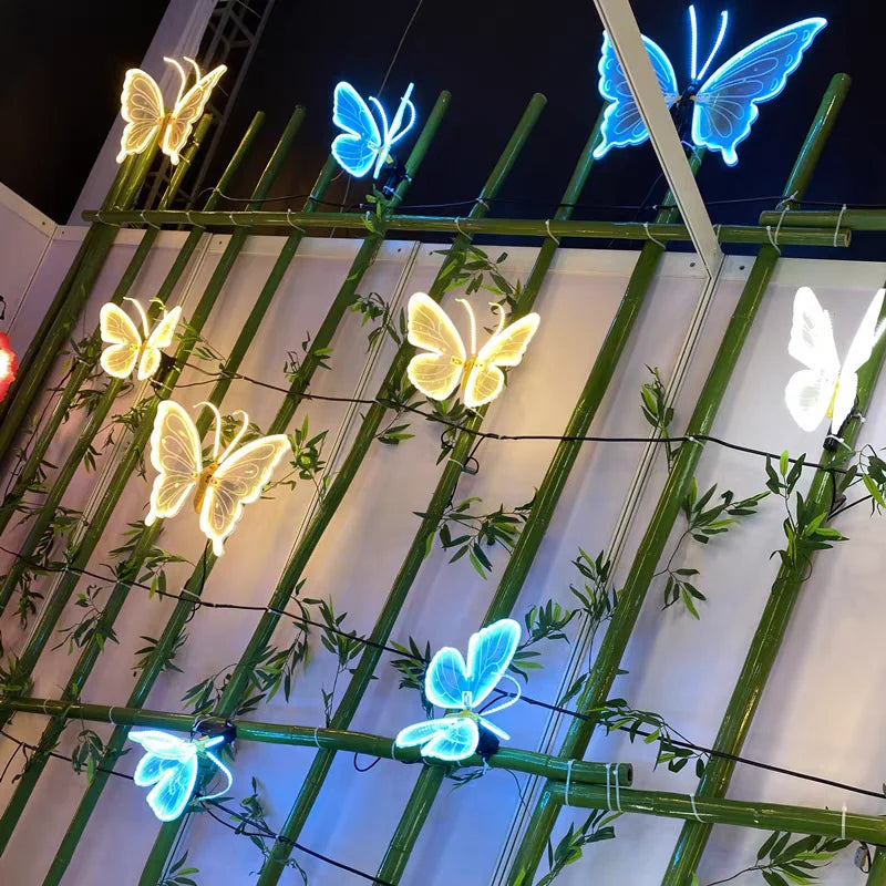 2/4 pieces of LED outdoor simulation dynamic static butterfly lights holiday party decorations home decor