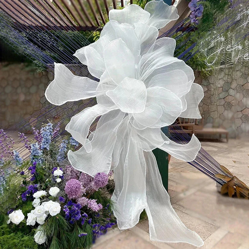 Pleated Organza DIY Handmade Gauze Flowers for Wedding Background Decor Party Stage Modeling Christmas Window Home Decorations