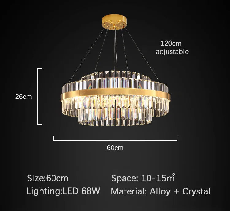 Modern Ceiling Chandelier Luxury Indoor Decorations Dining Living Room Crystal Pendant Lighs Dimmable Golden Lighting Fixtures