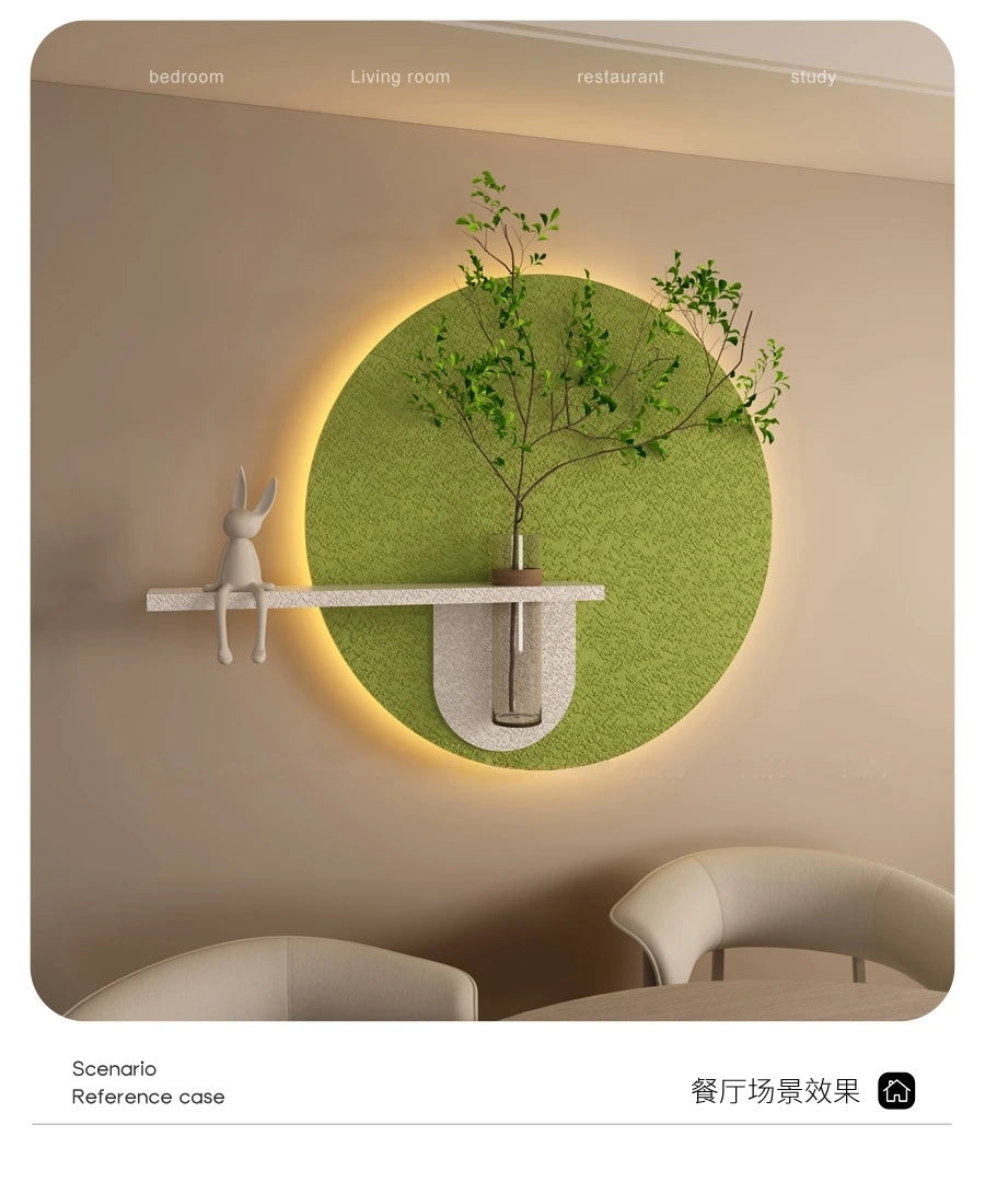 Modern Green Plant Sandstone Painting LED Lights For Corridor Living Room Restaurant Table 3D Home Decorations Lustre Mural Lamp