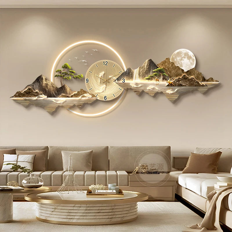 Large Led Wall Clocks Art Mural Luxury Wooden Restaurant Nordic Minimalist Wall Watch Fashion Relogio De Parede Room Decorations