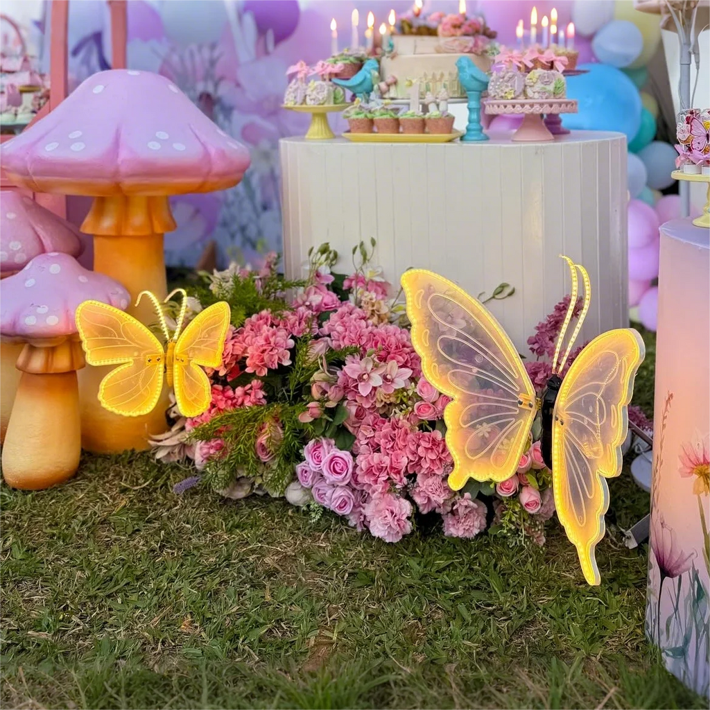2/4 pieces of LED outdoor simulation dynamic static butterfly lights holiday party decorations home decor