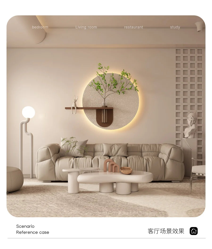 Modern Green Plant Sandstone Painting LED Lights For Corridor Living Room Restaurant Table 3D Home Decorations Lustre Mural Lamp