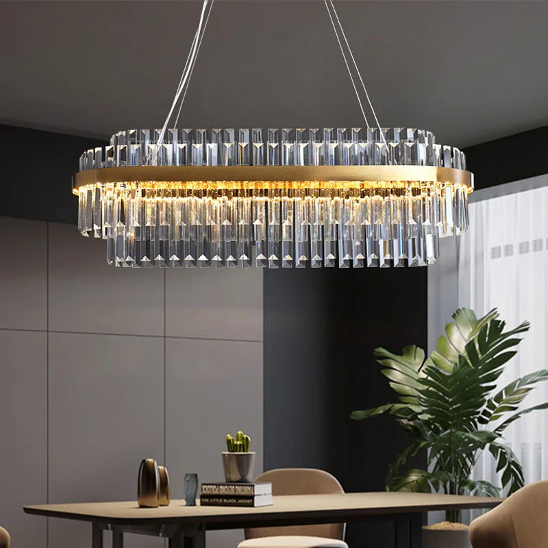 Modern Ceiling Chandelier Luxury Indoor Decorations Dining Living Room Crystal Pendant Lighs Dimmable Golden Lighting Fixtures