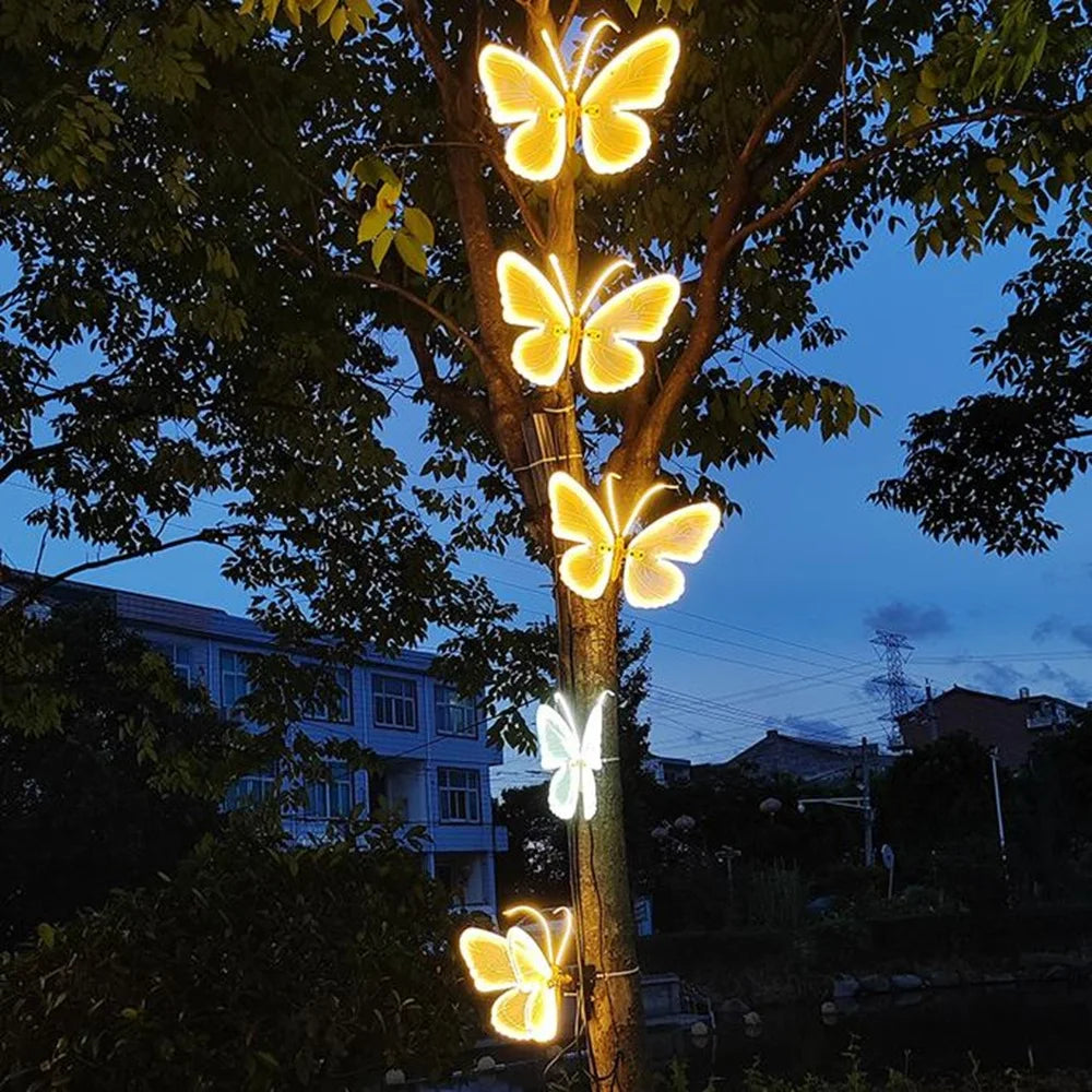 2/4 pieces of LED outdoor simulation dynamic static butterfly lights holiday party decorations home decor