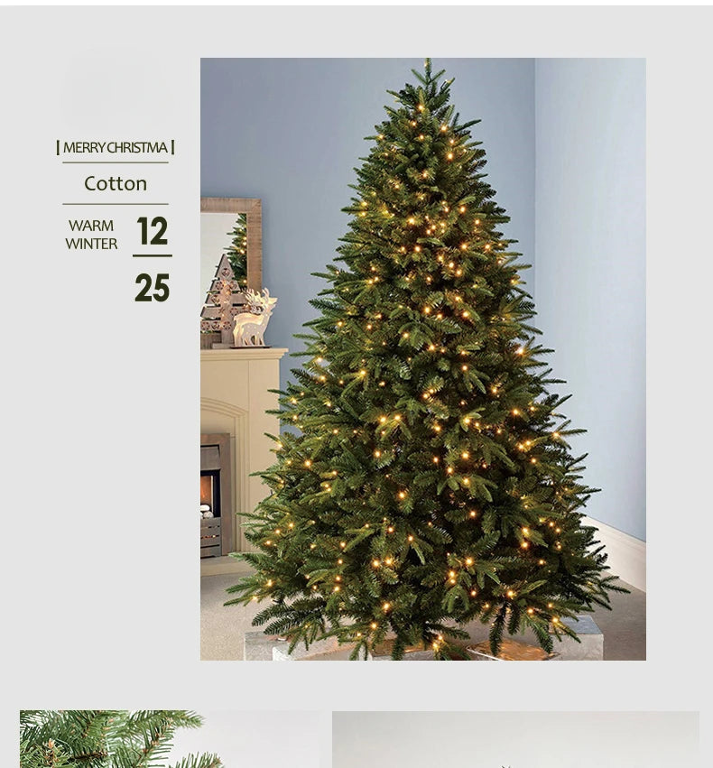 PE+PVC Artificial Christmas Tree with LED Lights High-grade Encrypted Christmas Tree 1.2m~3m Christmas Atmosphere Decorations