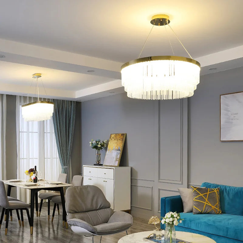 Luxury Crystal Modern Ceiling Chandelier Lights Ceiling Pendant Lamp Home Decorations Chandeliers Lighting for Living Room Light