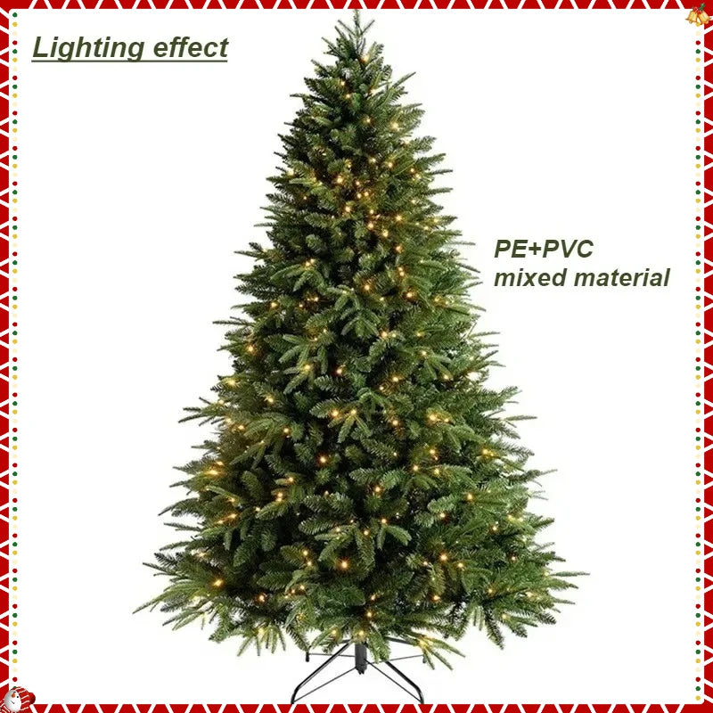 PE+PVC Artificial Christmas Tree with LED Lights High-grade Encrypted Christmas Tree 1.2m~3m Christmas Atmosphere Decorations
