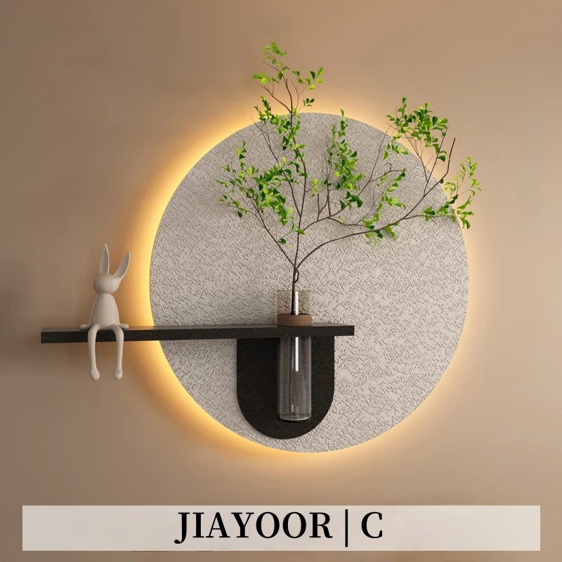 Modern Green Plant Sandstone Painting LED Lights For Corridor Living Room Restaurant Table 3D Home Decorations Lustre Mural Lamp