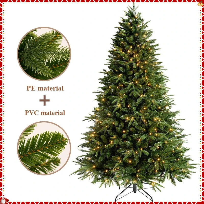 PE+PVC Artificial Christmas Tree with LED Lights High-grade Encrypted Christmas Tree 1.2m~3m Christmas Atmosphere Decorations