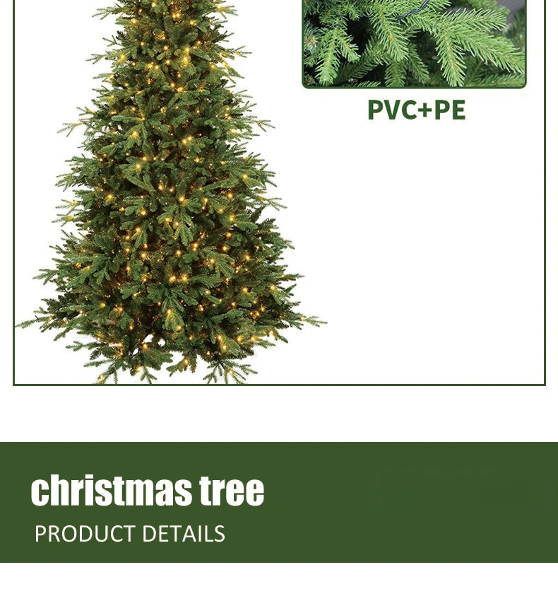 PE+PVC Artificial Christmas Tree with LED Lights High-grade Encrypted Christmas Tree 1.2m~3m Christmas Atmosphere Decorations