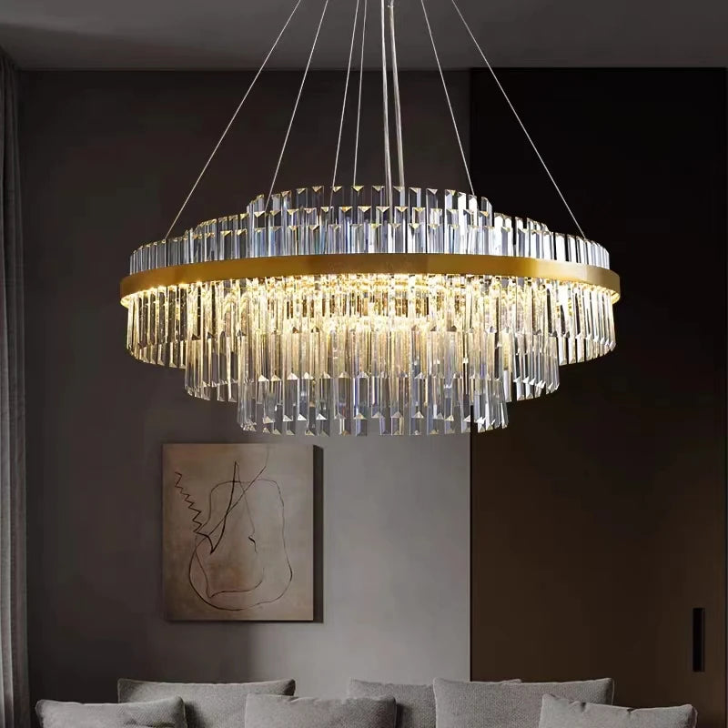 Modern Ceiling Chandelier Luxury Indoor Decorations Dining Living Room Crystal Pendant Lighs Dimmable Golden Lighting Fixtures