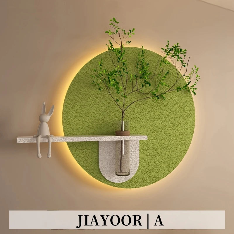 Modern Green Plant Sandstone Painting LED Lights For Corridor Living Room Restaurant Table 3D Home Decorations Lustre Mural Lamp