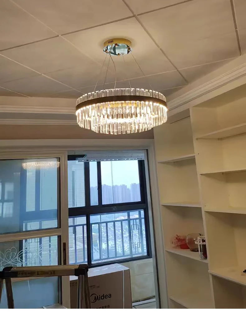 Modern Ceiling Chandelier Luxury Indoor Decorations Dining Living Room Crystal Pendant Lighs Dimmable Golden Lighting Fixtures