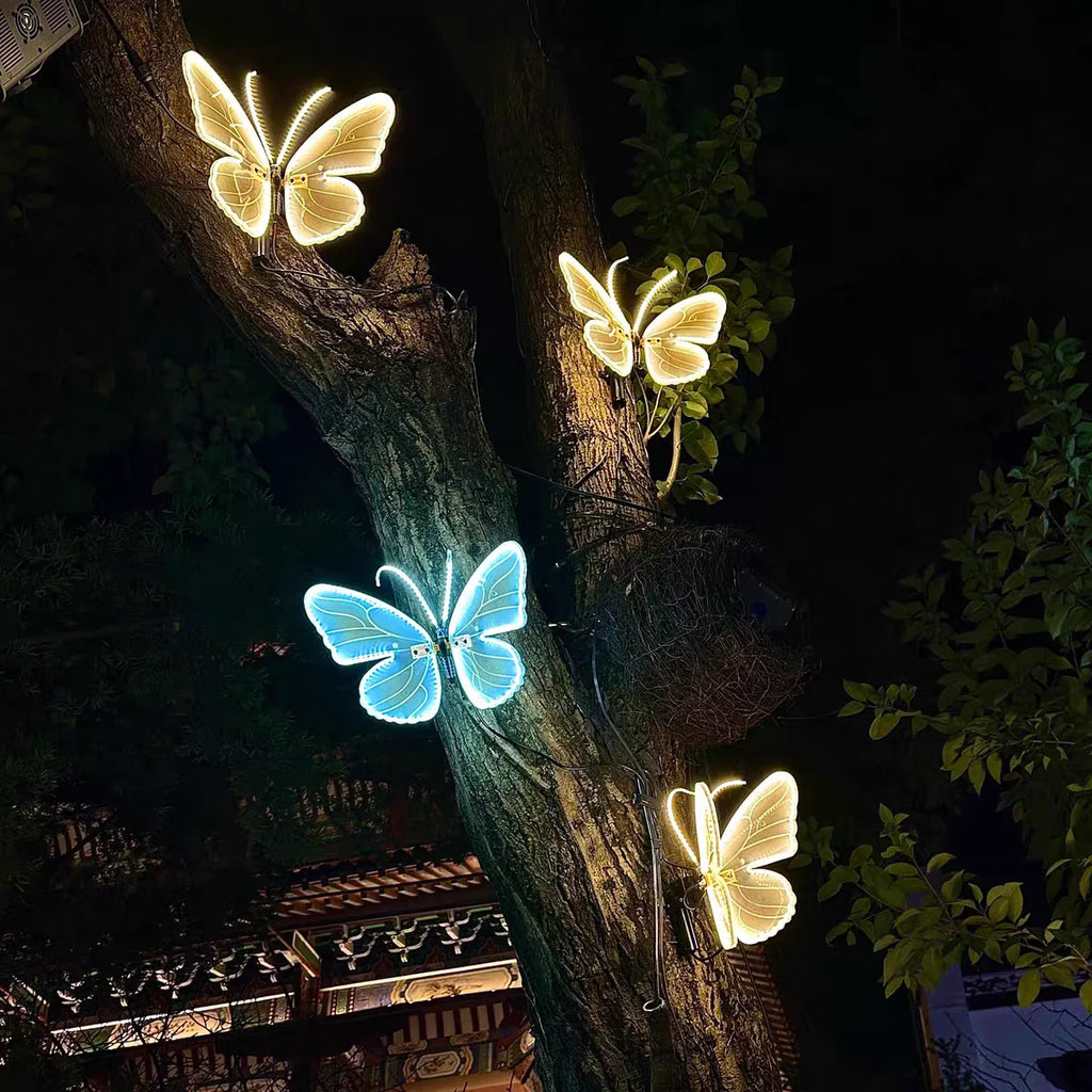 2/4 pieces of LED outdoor simulation dynamic static butterfly lights holiday party decorations home decor