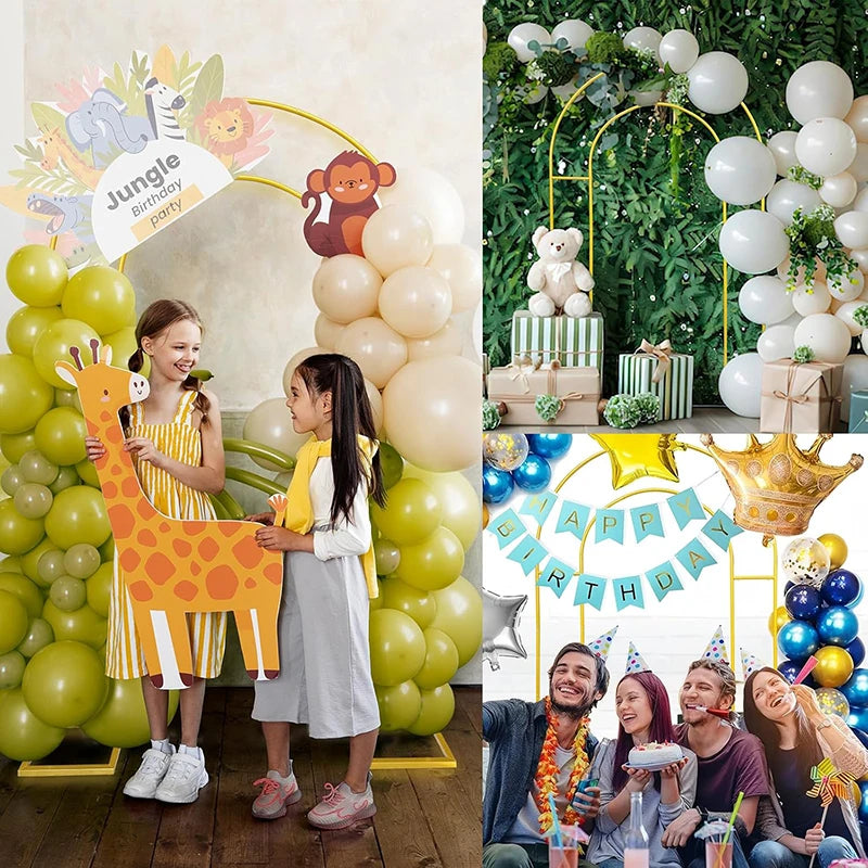 7.2FT Gold Double Arch Backdrop Stand, U-Shaped Metal Wedding Arch Frame for Birthday Party Garden Photo Backdrops Decorations