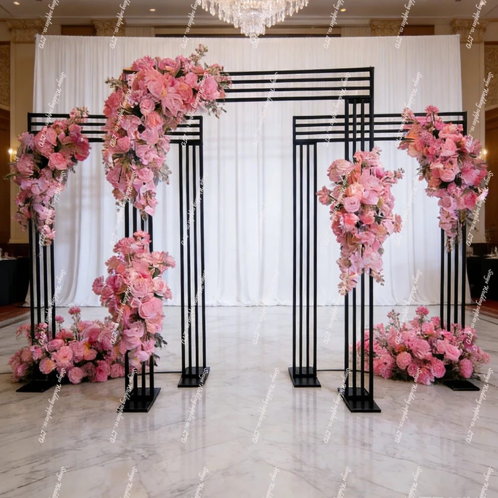 3pcs f30Gold Pillars Wedding Backdrops Trendy Metal Back Frame for Wedding Stage Fantastic Modern Style Event Back Panels