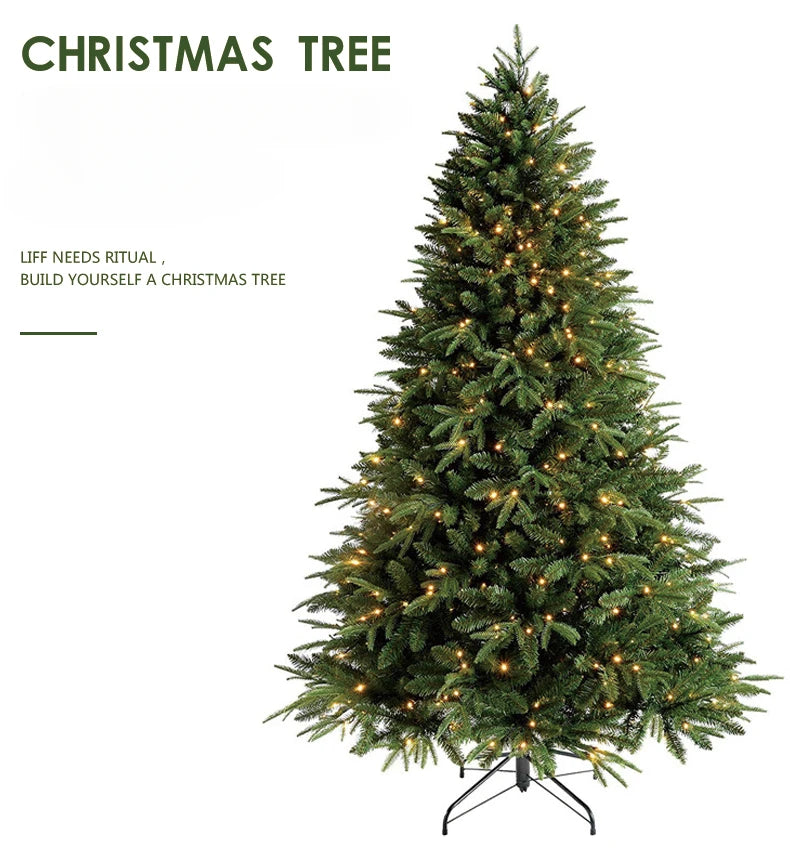 PE+PVC Artificial Christmas Tree with LED Lights High-grade Encrypted Christmas Tree 1.2m~3m Christmas Atmosphere Decorations