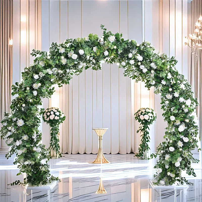 2M Green Plants Rose Arches Outdoor Wedding Decoration Circular Flower Doors Church Lawns Wedding Decorations Artificial Flowers