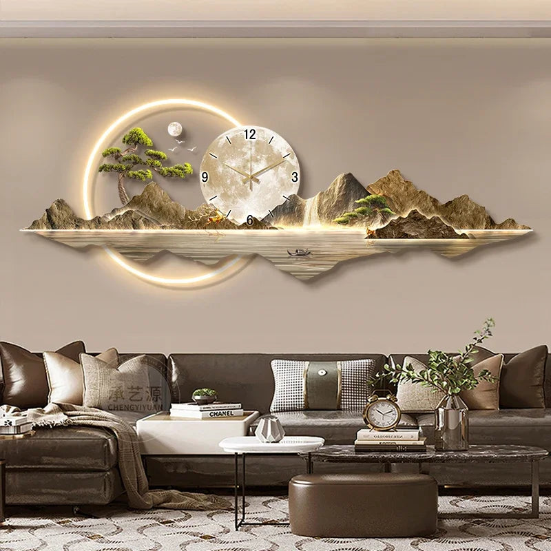 Large Led Wall Clocks Art Mural Luxury Wooden Restaurant Nordic Minimalist Wall Watch Fashion Relogio De Parede Room Decorations