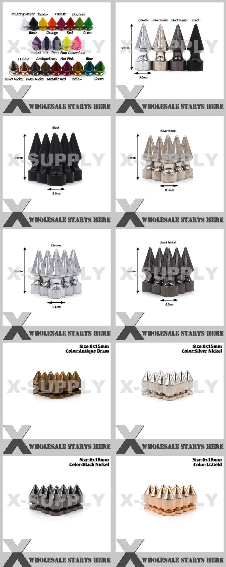 29x115mm Giant Huge Screwed Back Spike Studs,Used For Leather Choker,Shoes,Punk Decorations