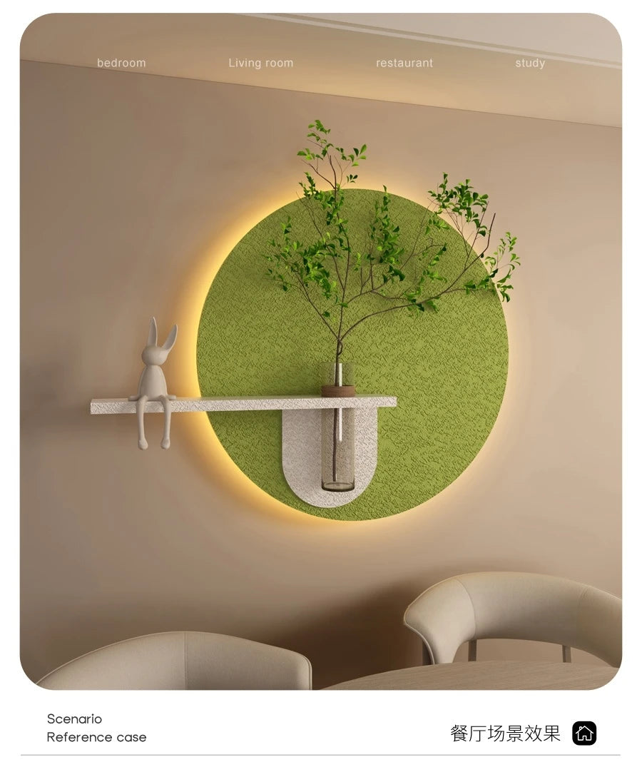 Modern Green Plant Sandstone Painting LED Lights For Corridor Living Room Restaurant Table 3D Home Decorations Lustre Mural Lamp